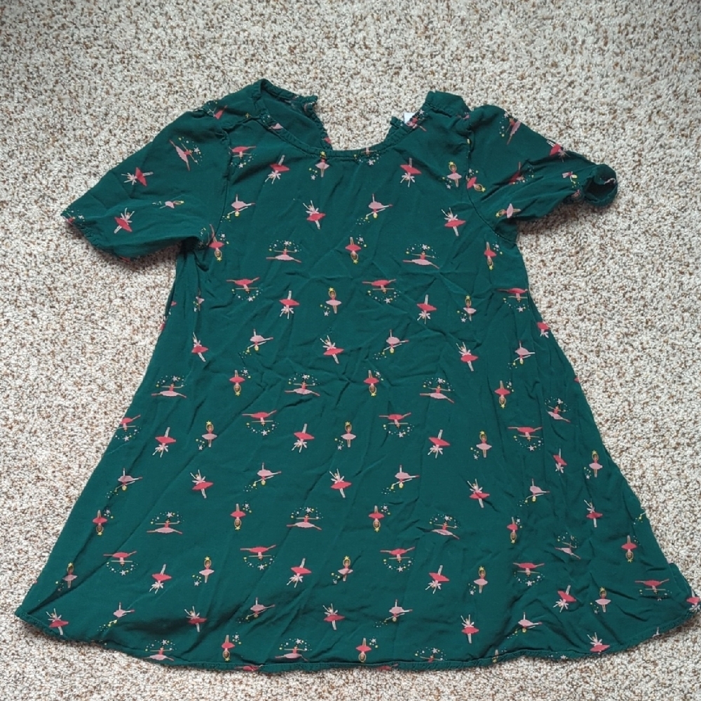 Green Casual Sundress with Puff Sleeves and Crew Neck